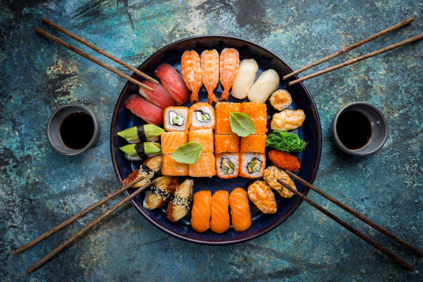 istock Set of sushi and maki 1208806398
