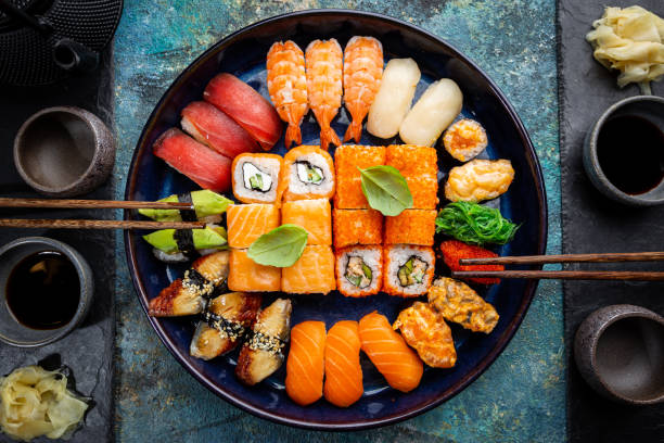 istock Set of sushi and maki 1208806419