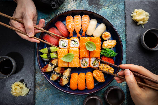 istock Set of sushi and maki 1208806476