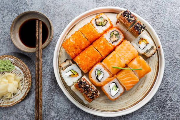 istock Set of sushi and maki 1208806485