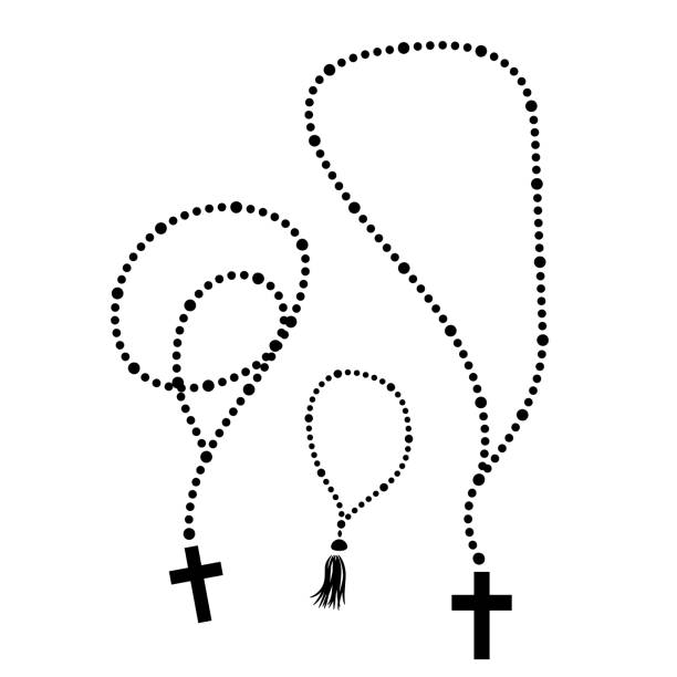 ilustraciones, imágenes clip art, dibujos animados e iconos de stock de rosario perlas imágenes prediseñadas vectoriales aisladas conjunto. joyería de oración para la meditación. - rosario