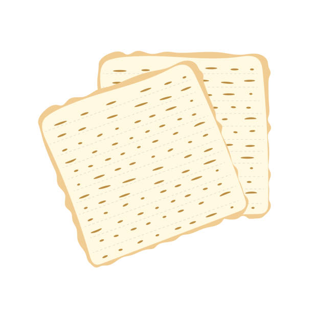 ilustrações de stock, clip art, desenhos animados e ícones de jewish matzah bread vector illustration. traditional matzoh pesach food. - matzo