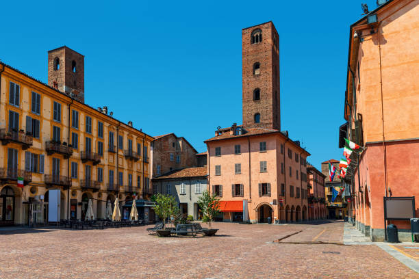 istock Old town square and medieval towers in Alba, Italy. 1208807564