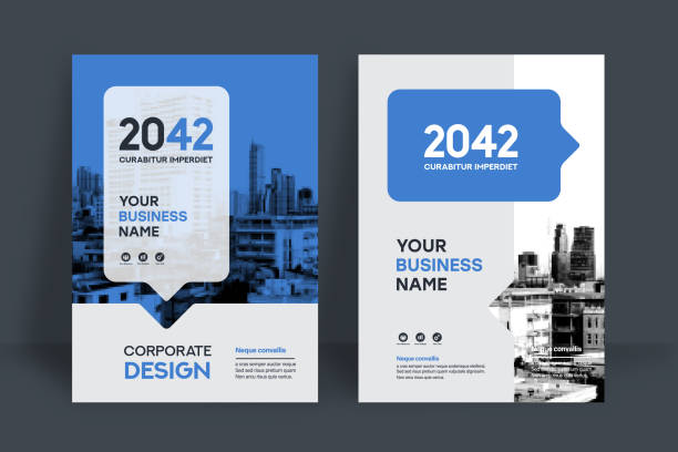 도시 배경 비즈니스 책 표지 디자인 템플릿 - corporate stock illustrations