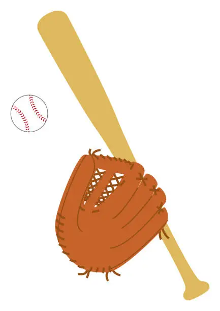 Vector illustration of baseball 3 tools illust set