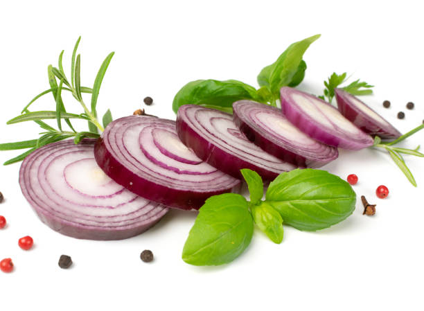 istock Sliced Red Onion or Purple Onion Rings Isolated 1208814996