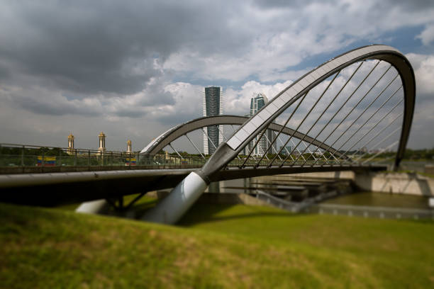Putrajaya bridge in the artificially grown city of Putrajaya, Selangor, Malaysia. Since the traffic in Kuala Lumpur got more, the Malaysian government decided 1995 to build a new seat outside