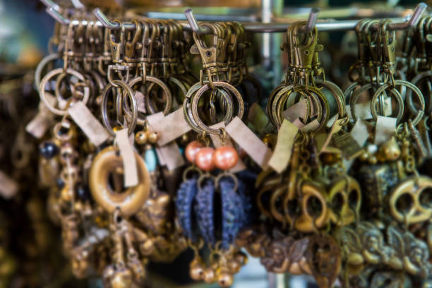 istock Selling a key ring at the stall in the shop 1208824080