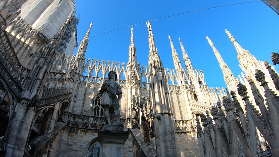 Milan Cathedral is the cathedral church of Milan, Lombardy, Italy. Dedicated to the Nativity of St Mary, it is the seat of the Archbishop of Milan, currently Archbishop Mario Delpini. The cathedral took nearly six centuries to complete.