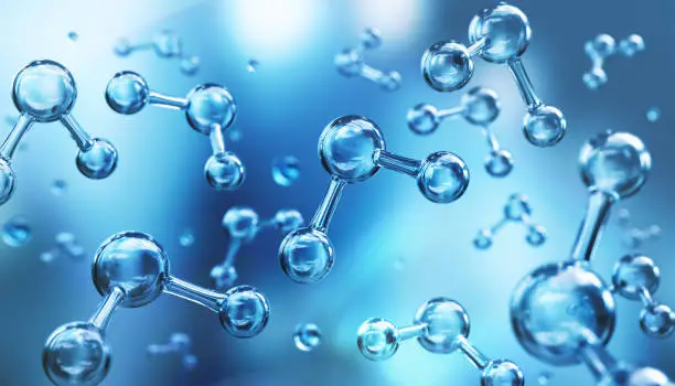 Photo of water molecule model.