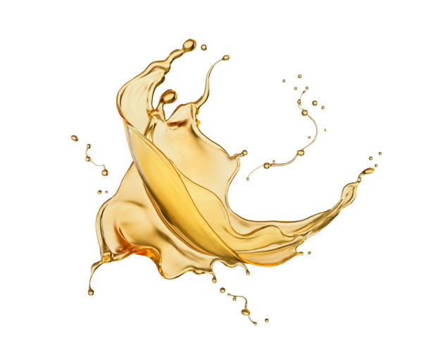 istock Olive or engine oil splash isolated on white background. 1208824952