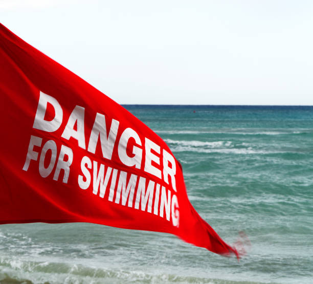 istock Danger for swimming red flag on the beach. 1208826185