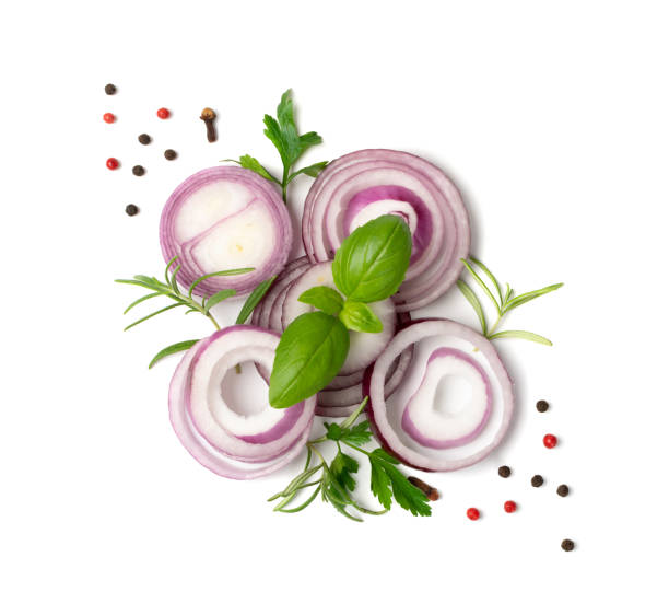 istock Sliced Red Onion or Purple Onion Rings Isolated 1208829775