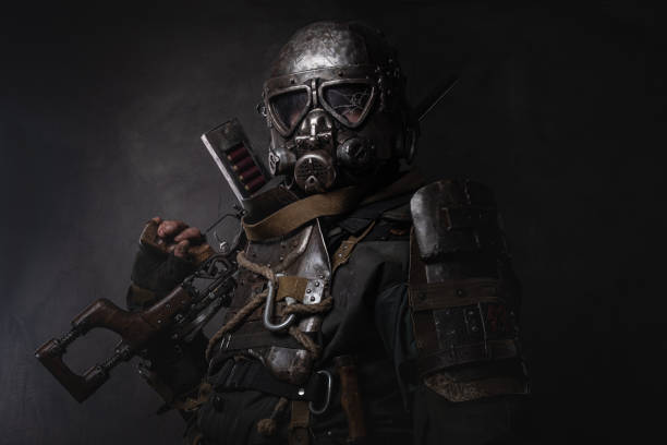 istock Man in cyborg cosplay costume 1208831687