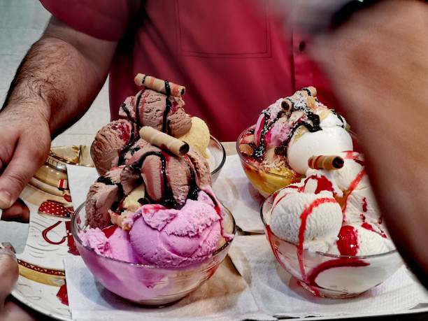istock Fruit salad with ice cream with honey and nuts 1208832363