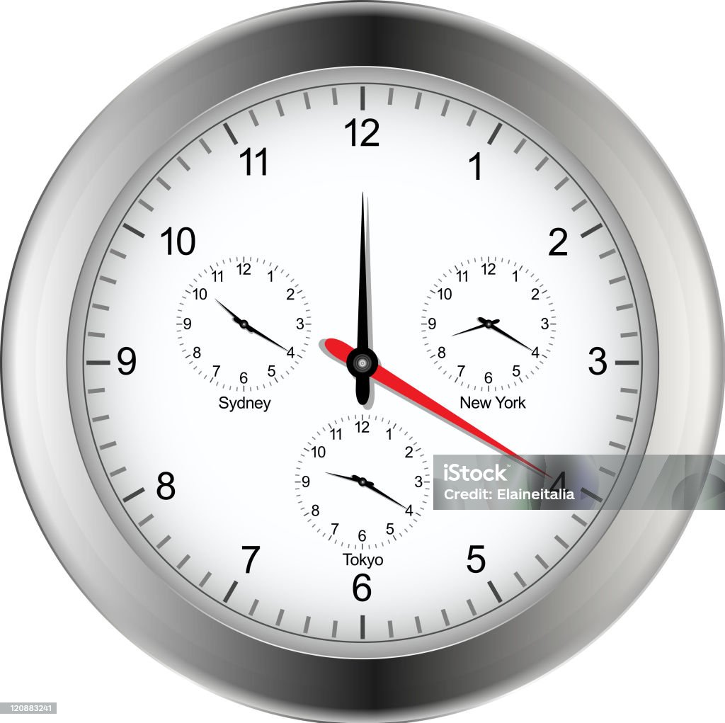 World fuseau horaire réveil - clipart vectoriel de Aiguille de montre libre de droits