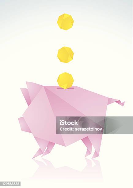 Rosa Schwein Mit Papiermünze Stock Vektor Art und mehr Bilder von Origami - Origami, Sparschwein, Bankgeschäft