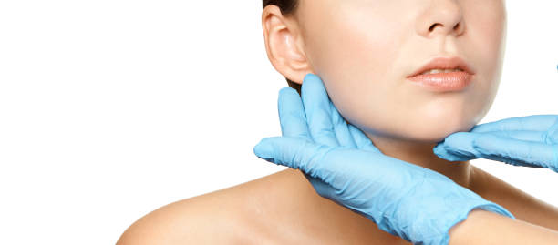 Facelift hydra treats. Esthetic skin care analysis. Doctor hands in gloves. medicine facial beauty exam. Symmetry consult. Cosmetology wrinkle specialist Facelift hydra treats. Esthetic skin care analysis. Doctor hands in gloves. medicine facial beauty exam. Symmetry consult. Cosmetology wrinkle specialist. syringe photos stock pictures, royalty-free photos & images
