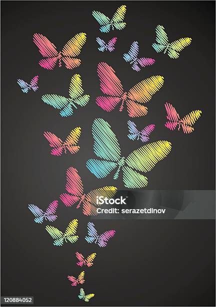 Butterflies Drawn In Chalk Stock Illustration - Download Image Now - Abstract, Animal, Animal Body Part