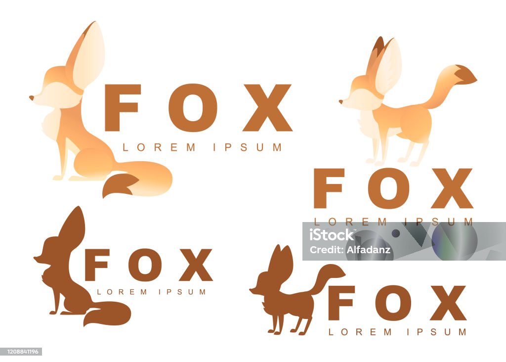 Fox Silhouette Logo Set With Title Flat Vector Illustration Isolated On  White Background Creative Logo Design For Website Stock Illustration -  Download Image Now - iStock