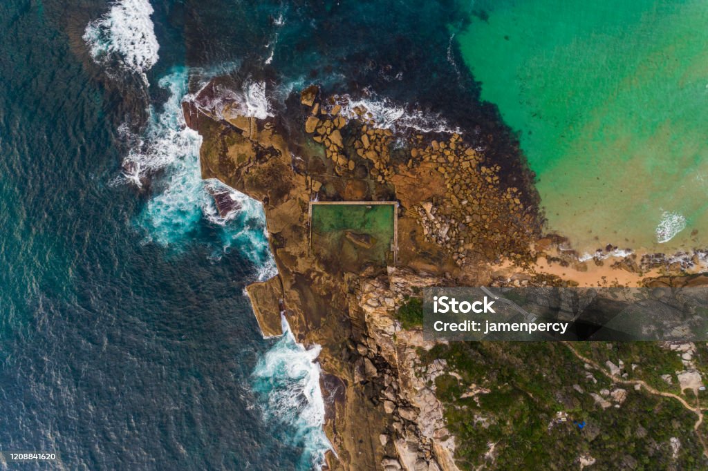 Curl Curl Beach Ocean Pool, Sydney Australia aerial Australia Stock Photo