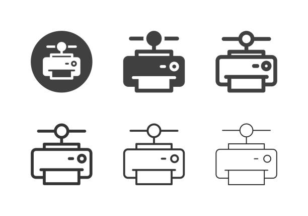 ilustrações, clipart, desenhos animados e ícones de ícones da impressora de rede - série multi - network connection plug