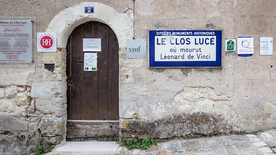 Amboise, France -October 16, 2019: Monument Chateau dus Clos Luce, former residence of Leonardo da Vinci