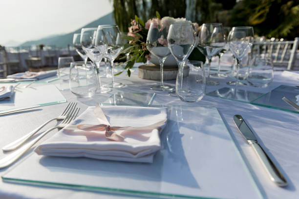 istock Tables set for outdoor banquet 1208847482