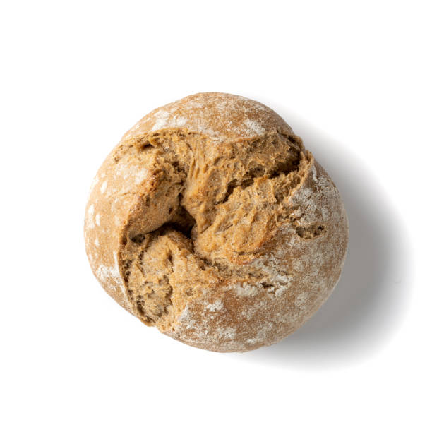 istock Homemade Traditional Rye Bread Bun Isolated on White Background 1208849749