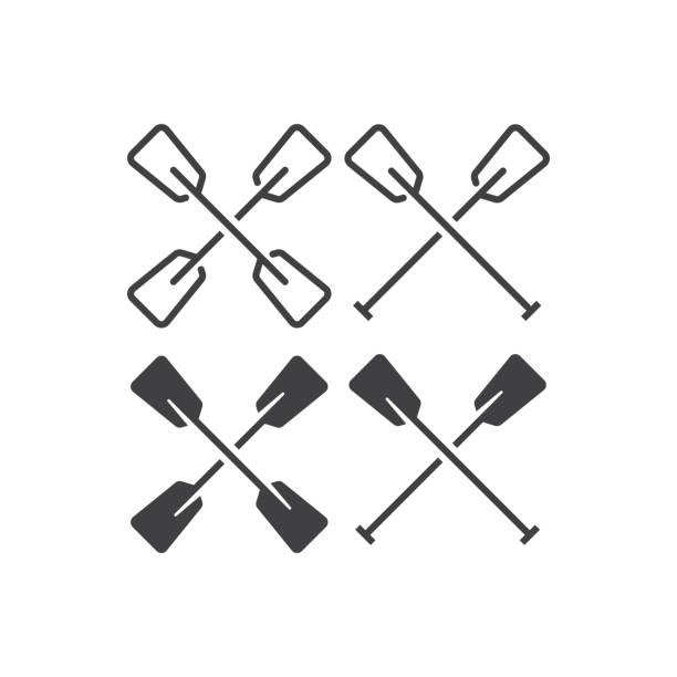 Set of kayak paddle. Vector icon template Set of kayak paddle. Vector icon template paddleboard stock illustrations