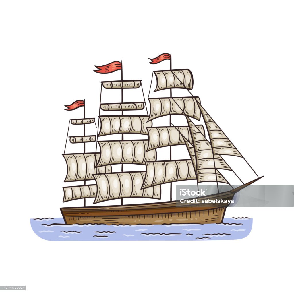 Disfrazado Babosa de mar considerado Ilustración de Barco De Vela Vintage O Barco Antiguo Boceto Dibujos Animados  Ilustraciones Vectoriales Aisladas y más Vectores Libres de Derechos de  Bergantín - iStock