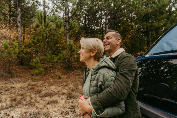 istock Smiling couple on a road trip 1208855809