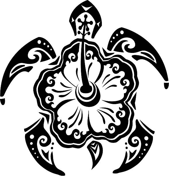 ilustrações, clipart, desenhos animados e ícones de havaí tatuagem tribal - terrapin