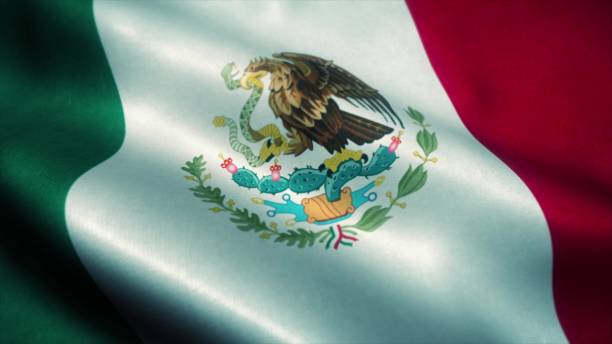 bandiera del messico che sventola nel vento. bandiera nazionale del messico. segno del messico. illustrazione 3d - flag mexican flag mexico textured foto e immagini stock