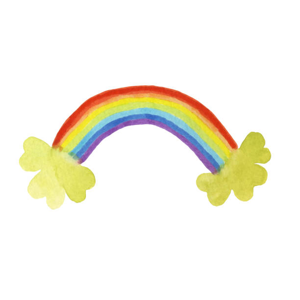 ilustrações de stock, clip art, desenhos animados e ícones de a rainbow with shamrocks at the ends. - end of the rainbow