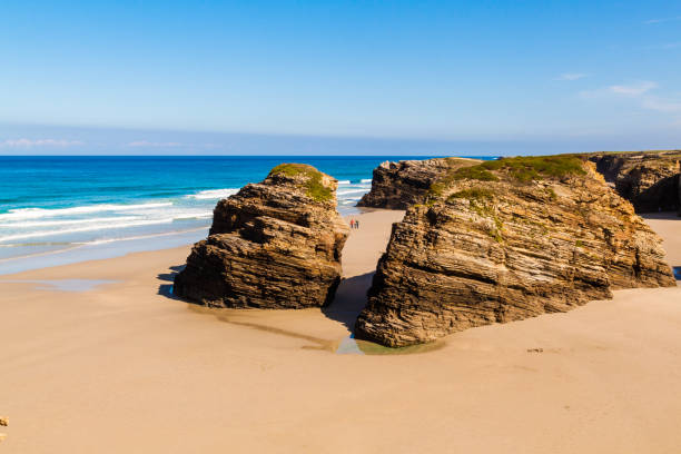 istock Wonderful stone figures. Eroded beach coastline. Playa de las Catedrales. 1208860545