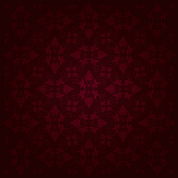 istock Vintage background, grona of grapes with leaves violet pattern 1208862492