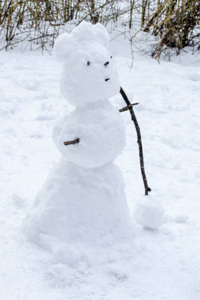 istock White snowman of three balls in the park 1208864079