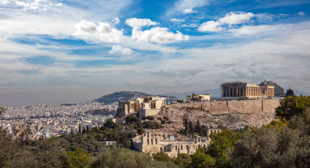 istock Athens, Greece. Acropolis and Parthenon temple from Philopappos Hill. 1208865273