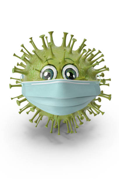 virus protects itself against flu protection with a mask stock photo