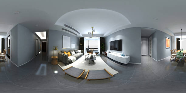 istock 3D Render 360 Degrees Modern Living Room 1208869528