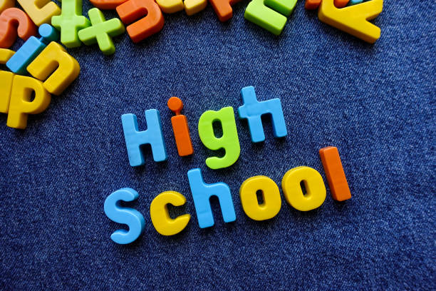 istock High School, with colorful letters. 1208870119