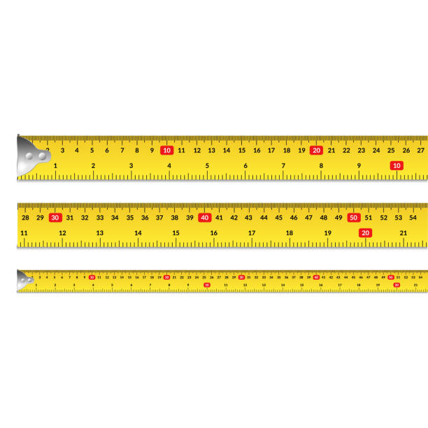 illustrations, cliparts, dessins animés et icônes de ensemble de ruban de mesure détaillé 3d réaliste. vecteur - tape measure measuring length vector