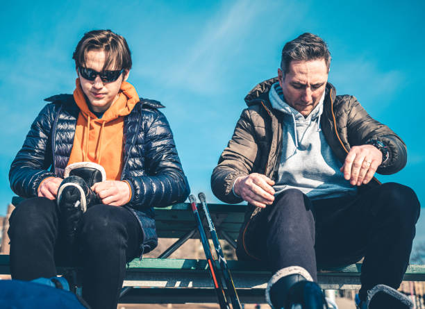 istock Father and son before hockey practice 1208873576