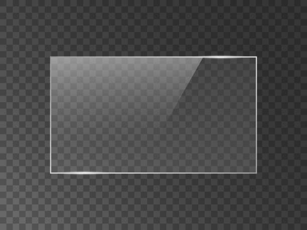 stockillustraties, clipart, cartoons en iconen met vector spiegel reflectie effect textuur voor glas, plastic of acryl venster. png rechthoek vorm 16 x 9 glanzend, glans, licht, schittering, heldere plaat. - beeldscherm