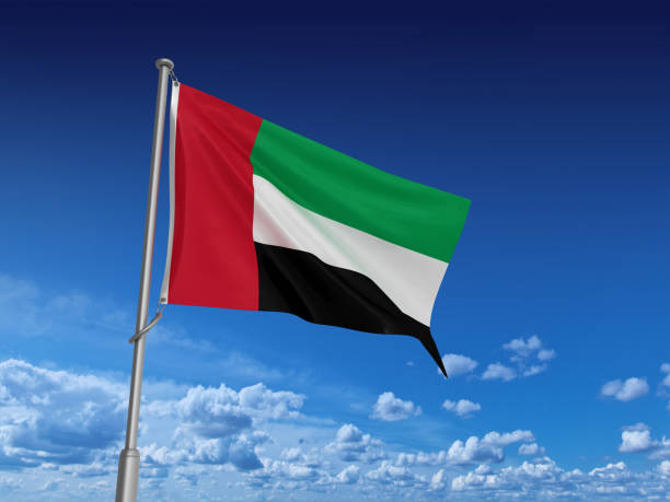 istock UNITED ARAB EMIRATES Flag on Sky - 3D Rendering 1208873856