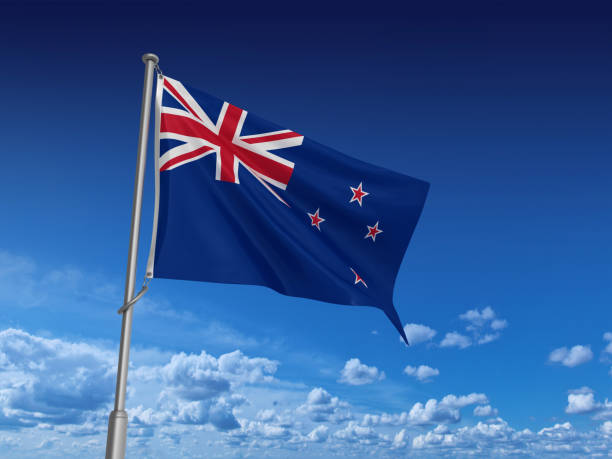 istock NEW ZEALAND Flag on Sky - 3D Rendering 1208874085