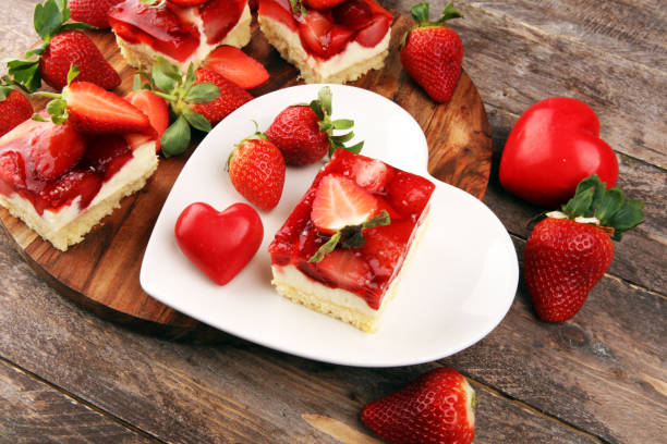 istock strawberry cake and many fresh strawberries on rustic table 1208876028