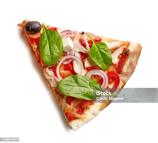 Isolated Ham Pizza with Tomato and Basil Stock Image - Image of pizzeria, sauce: