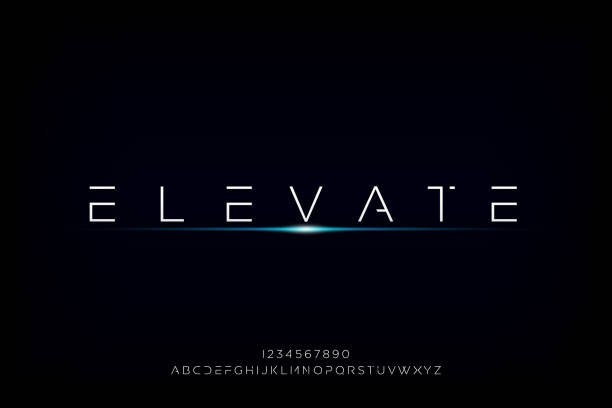 Elevate, a modern minimalist futuristic alphabet font design an Abstract technology futuristic alphabet font. digital space typography vector illustration design dance logo stock illustrations